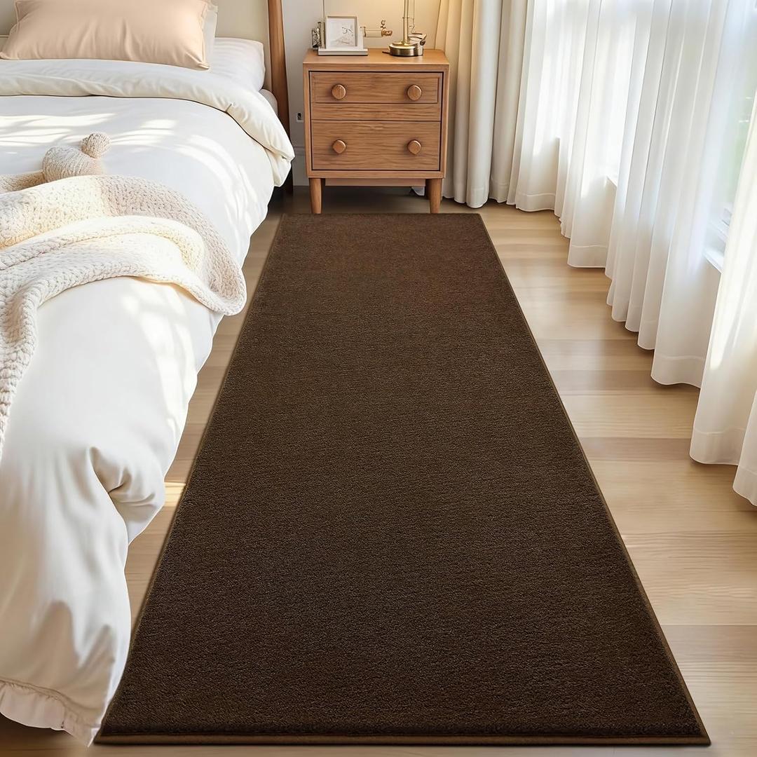 ISEAU 2x6 Runner Rug for Hallway, Soft Memory Foam Carpet with Upgraded Non-Slip Silicone-Grip Bottom, Machine Washable Shaggy Indoor Rug for Kitchen Entrance Nursery Office Bedside Dining Room, Brown 