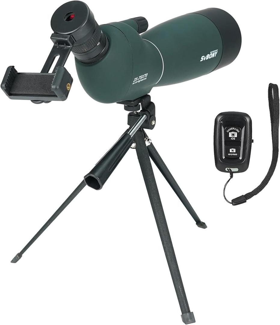 SVBONY SV28 Plus Spotting Scopes with Tripod, Angled Spotter Scope with Upgraded Phone Adapter, IP65 Waterproof Fogproof Long Range Spotting Scope for Target Shooting, Birding