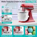 Ice Cream Maker Attachment for KitchenAid Stand Mixer, Ice Cream Bowl Compatible with 4.5Qt and Larger Stand Mixers, Ice Cream & Sorbet Gelato Maker Attachment, 2 Quart, White
