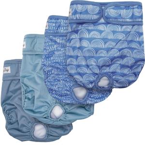 Female Dog Diapers for Small Dogs,4 Pack Reusable Washable Premium Puppy Diapers for Heat,Incontinence,Period Doggy Nappies,Blue XS