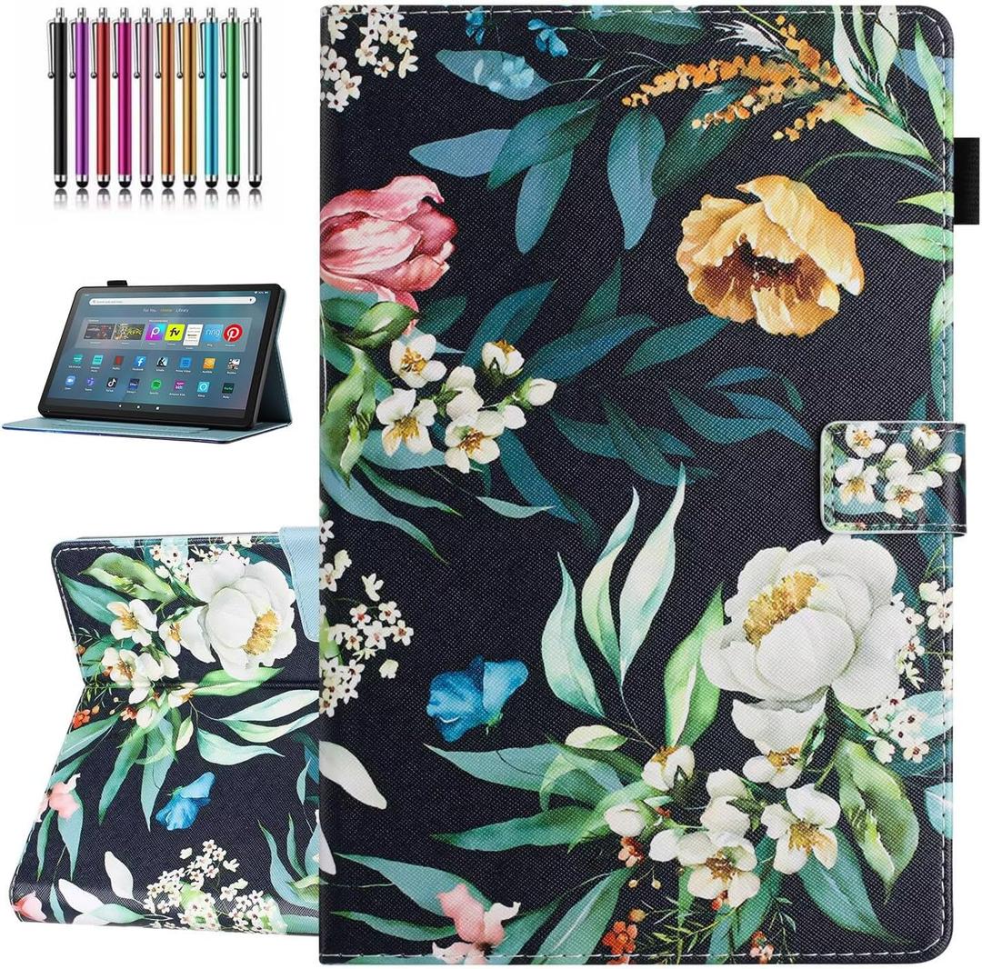 Case for Amazon Fire Max 11 Tablet (13th Generation, 2023 Release), Auto Wake/Sleep, Premium PU Leather Folding Stand Cover with Pen Holder & Multiple Viewing Angles - Peony