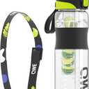 QWE Sports Water Bottle Large Capacity with Carry Handle,double drinking,high-capacity,1000ml/34oz,Heat-resisting,Reusable,BPA-Free,Perfect for Travel, School, Outdoors, Cycling and Gym (Black)
