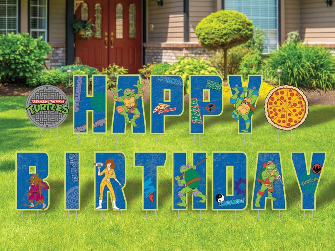 Teenage Mutant Ninja Turtles Happy Birthday Yard Signs with Metal Stakes, 16'' Letters