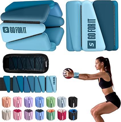 SPORTBIT Wrist and Ankle Weights for Women - Set of 2 (1lb Each) Wearable Ankle & Wrist Weights - Leg & Arm Bands, Silicone Weighted Bracelets for Workout, Walking, Running, Yoga, Pilates, Navy Blue