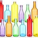 Zhehao 12 Pcs Colored Glass Bottles Colorful Empty Bottles Decorative Glass Bottle for Bottle Tree Garden Yard Outdoor Home Decor(Light Rainbow Color,Cylinder)