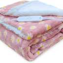 GOQO TOMO Electric Heated Blanket 50" x 60" Throw Blanket with 12 Heating Levels for Home Office Use Pink Flower - F50