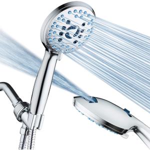 Hotel Spa AquaCare High Pressure 8-Mode Handheld Shower Head - Anti-clog Nozzles, Built-in Power Wash to Clean Tub, Extra Long 6 ft. Stainless Steel Hose, Wall & Overhead Brackets (Premium Chrome) Hotel Spa AquaCare High Pressure 8-Mode Handheld Shower Head - Anti-clog Nozzles, Built-in Power Wash to Clean Tub, Extra Long 6 ft. Stainless Steel Hose, Wall & Overhead Brackets (Premium Chrome)