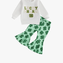 Toddler Bell Bottom Outfits Girl Fall Winter Flare Pant Sets Baby Long Sleeve Pullover Sweatshirts Top 12-18M