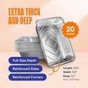 Full Size Large Aluminum Pans, Disposable Foil 21x13 Deep [20-Pack] Steam Table Chafing Pan - Extra Heavy Duty Durable Tray - Great for Roasting, Cooking, Warming, Prepping and Storing Food