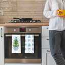 Chinoiserie Christmas Kitchen Towels Set - Blue Bow Coquette Christmas Tree Dish Towels, Blue Christmas Hand Towel for Bathroom Kitchen, Grandmillennial Decor, 16x24 Inches Set of 2