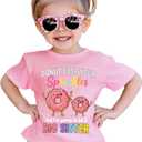 Ritatte Big Sister Shirts for Girls Toddler Kids Big Sister Announcement T-Shirt Cute Donut Sprinkles Graphic Summer Tees Pink,5-6t (120)