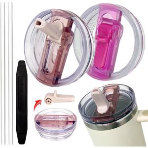 2 Pack 30 oz Tumbler Detachable Flip Straw Lid Replacement Fit for Stanley Quencher ProTour,Leak Proof Lid Compatible with Stanley Cup,No Spill Flip Top Tumbler Cover for Stanley Cup Accessories