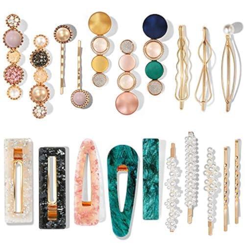 Mehayi 20 PCS Macaron Pearl Acrylic Resin Fashion Hair Clips Set, Cute Hair Barrettes Bobby Pins, Boho Fancy Hairpin Accessories Headwear Styling Tools, Gifts for Women Girls Decorative Wedding Missing Pieces