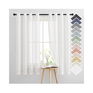 NICETOWN White Linen Sheer Curtains 63 inch Length, Vintage Grommet Linen Textured Semitransparent Privacy Window Treatment Light Filtering for Living Room, 52" W x 63" L, Set of 2