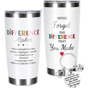 Christmas Difference Maker Gift 20 OZ Stainless Steel Tumbler & Keychain, Employee Appreciation Gifts, Christmas Anniversary Birthday Inspirational Gifts for Teachers Nurse Boss Coworker Best Friend