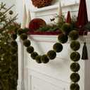 Liliful 24 Pcs Large Christmas Velvet Beads Garland for DIY Craft Flocking Ball Christmas Tree Ornament Hanging Beads for Xmas Tree Fireplace Decoration Holiday Supplies(Dark Green)