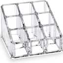 MOSIKER Lipstick Lip Gloss Organizer,Small Clear Acrylic Compact Essential Oil Rollerball Perfume Holder with 9 Slots