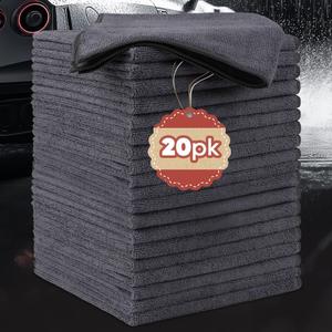 20 Pack Microfiber Cleaning Cloths, 11"x11" Ultra Soft Microfiber Towel for Cars, Highly Absorbent Car Washing Cloth, Lint Free Cleaning Pads for Car, Kitchen and Window, Grey