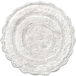 Chardin home White Crochet Bathrug,100% Cotton Round bathmat with artisanally Handcrafted Crochet Border, 24 Inch Diameter, Perfect for Half Baths, Powder Rooms, bathrooms