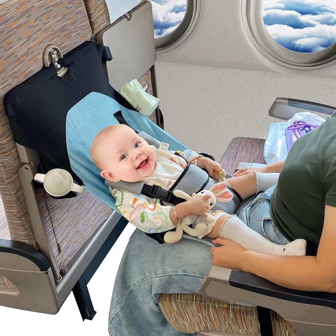 Baby Airplane Bed, Baby Travel Essentials for Flying, Portable Plane Seat Foot Rest Extender Must Haves for Infants 1-8 Months Old