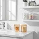 Bathroom Organizers and Storage,2 Pack Glass Qtip Holder Dispenser,Bathroom Essentials Accessories Decor,Vanity Makeup Storage Organizer for Cotton Swabs,Cotton Balls,Pads,Floss Picks (Amber)