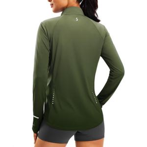 Bikewa Women's UPF 50+ Bike Shirts Lightweight Full Zip Long Sleeve Biking Jackets UV Sun Protection Quick Dry Cycling Jersey for Men(Gradient Army Green,XL)