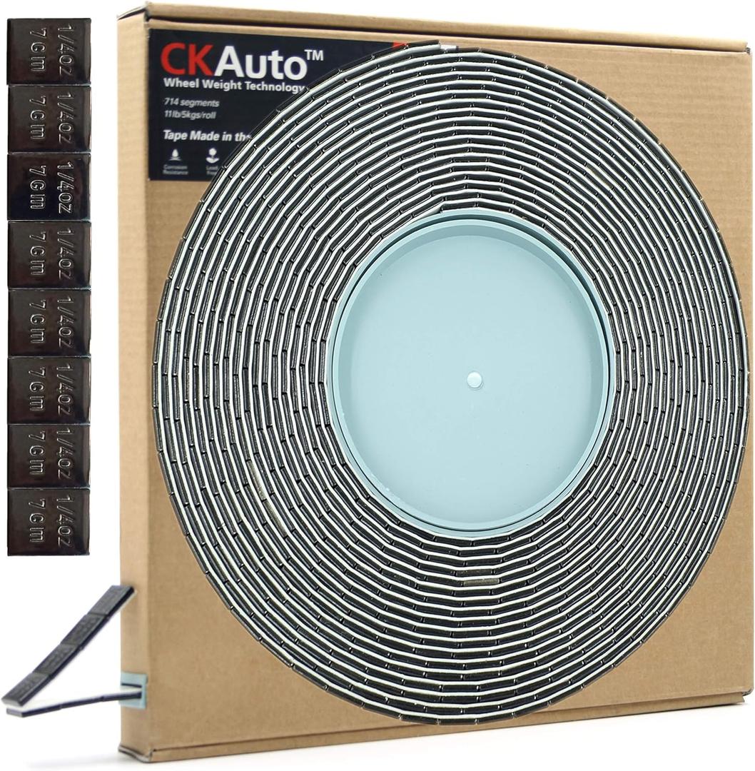 CKAuto 0.25oz, Black, Adhesive Stick on Roll Wheel Weights, 5 kgs/ 11 lb/Roll, 715pcs, OE Quality