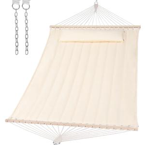 SUNCREAT Hammocks Replacement Hammock for Stand, 475 lbs Capacity, Two Person Backyard Hammock for Outside, Beige