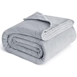 Bedsure Fleece Blankets Queen Size Light Grey - Bed Blanket Soft Lightweight Plush Fuzzy Cozy Luxury Microfiber, 90x90 inches