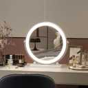 ROLOVE 13 Inch Vanity Mirror with Lights, Round Make Up Mirror with Lighting, LED Mirror Makeup Mirror with Lights for Bedroom Tabletop, Smart Touch Control, 360 Rotation (White)