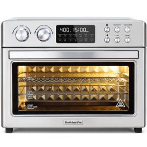 28QT Air Fryer Toaster Oven Combo, Large 12-in-1 Convection Countertop Oven with Next-Gen HeatWave Convection, 3-Layer Cooking, Rotisserie for Chicken, Fits 11" Pizza, All Accessories, Stainless Steel