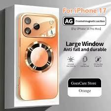 Compatible with iPhone 17 Pro Max Phone Case Compatible with MagSafe Magnetic Protection Shockproof Phone Cover Case (Orange)