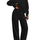 PRETTYGARDEN Women's 2 Piece Outfits Fall Spring Sweatsuits Oversized Hoodies Wide Leg Sweatpants Tracksuits Lounge Matching Sets (Black,M)