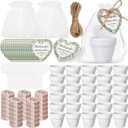 30 Sets Party Favors for Guests Terracotta Flowerpot Seedling Soil Blocks Plant Labels Thank You Cards and Organza Gift Bags for Thank Guest Bridal Shower Wedding Party Favors(Wedding Theme)