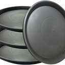 Kichwit 4 Pack 17.7 Inch (15.5 Inch Base) Plant Saucer, Heavy Duty Large Round Plastic Plant Trays for Indoor & Outdoor, Black