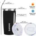BJPKPK Black Insulated Tumbler With Lid And Straw 20 oz Stainless Steel Tumblers Coffee Thermal Cup Black