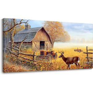 JEAWA Animal Canvas Wall Art Decor - Deer Canvas for Wall Decor, Farm Artwork Decor, Large Wall Art for Living Room Bedroom Bathroom, 24x48 IN (48L" x 24W")