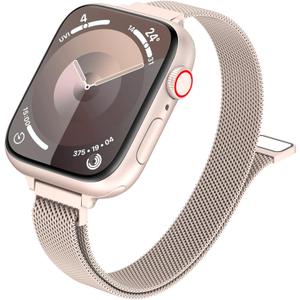 MARGE PLUS Slim Milanese Loop Compatible with Apple Watch Band for women 40mm 41mm 38mm 42mm 44mm 45mm 49mm 46mm, Stainless Steel Magnetic Mesh Strap work on iWatch Bands Series 10 9 8 7 6 5 4 3 2 1 SE