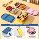 FAMOR 3 Pack Stainless Steel Snack Containers With Lid, 2 Compartment Snackle Box Container,Leak-Proof Reusable Food Storage Container,For Work,Travel, School, And The Gym