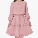 Arshiner Girls Long Sleeve Dress Boho Tiered Ruffle Hem Elegant Smocked Waist Midi Dress, 12y