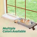 Zakkart SnugCloud Cat Window Perch with 4-Sided Bolster - Large Cat Hammock for Window Sill - Solid Hardwood & Metal Frame - Window Seat for Pets (Dark Stained Wood w/Gray Bed, Large)