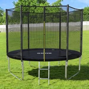 SKOK Trampoline for Kids,400LBS Outdoor Trampoline with Net-ASTM Approved Trampoline for Children and Adults (8FT, Solid Black)