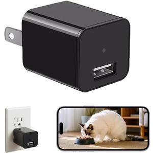 ULar Plug-in Indoor Camera, 4K UHD WiFi Small Cam, 16GB SD Card Included Wall Outlet Powered, Remote APP View & Motion Detection for Pets -No Audio