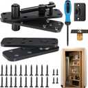 Stainless Steel Hidden Door Hinges, Swing Pivot Hinges, 360Rotation Secret Hidden Door Hardware, Hidden Bookcase Bookshelf Hardware (Black)