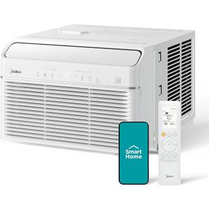 Midea 8,000 BTU Smart Inverter Air Conditioner Window Unit with Heat and Dehumidifier  Cools up to 350 Sq. Ft., Energy Star Rated, Quiet Operation, Electronic Controls, Remote Control, White