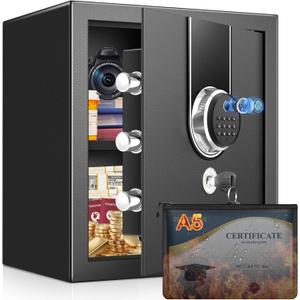 2.0 Cuft Biometric Safe Box, Fireproof Safe for Home with Digital Keypad and Spare Keys, Safety Box for Money, Documents, and other Valuables