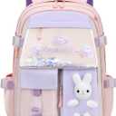 VIDOSCLA Bunny Girls Backpack for School Kawaii Kids Backpack Cute Sequin School Bag for Girls, Large-Kawaii Quicksand Bunny