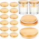 12 Pcs Bamboo Lids for 7oz Candle Jars, Wood Cup Lids Tops for Making Candle, Glass Jars, Reusable Cover for Storage Decor Sample Container