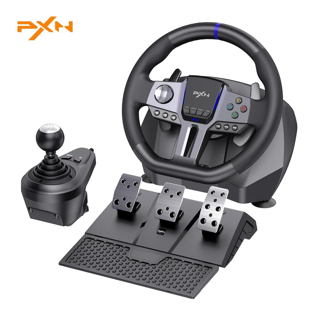 PXN V9 Gen2 Racing Wheel - Steering Wheel Driving Wheel 270/ 900 Degree Vibration Gaming Steering Wheel with Shifter and Pedal for PC, PS3, PS4, Xbox Series X|S, Xbox One