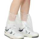 Disposable Kids Shoe Covers for Rain, 10 Pairs of Clear Non-Slip Plastic Rain Shoe Covers for Use in Water Parks, Disney & Rainy Days(clear, kids)